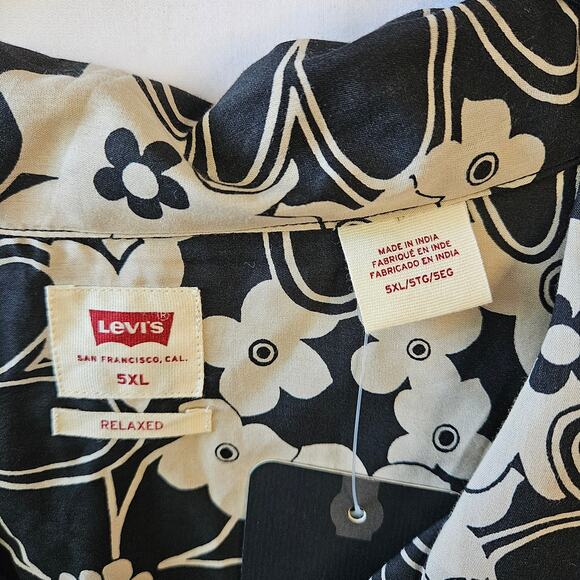 Levi's Hawaiian Button Up Shirt Relaxed Fit Black Gray 5XL - Picture 3 of 9